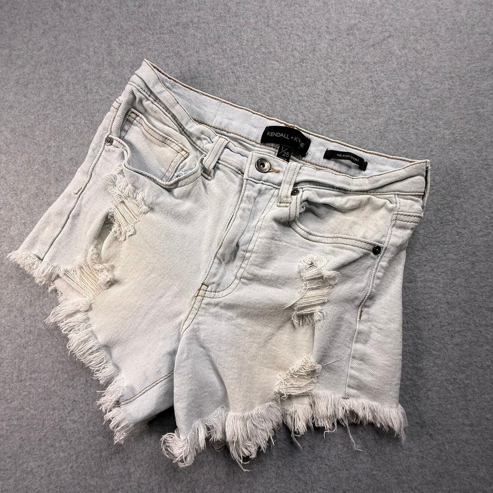 Kendall + Kylie Denim Shorts Womens Light Wash Excellent Distressed Icon Short